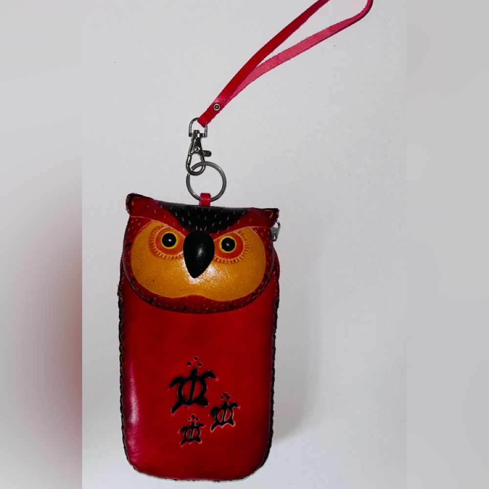 GENUINE LEATHER OWL PHONE /CC HOLDER